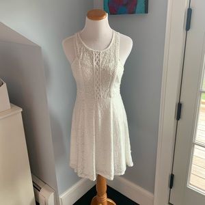 Sequin Hearts white lace dress